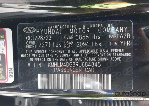 2024 Hyundai Elantra Sel z USA, uszkodzony, nr VIN KMHLM4DG8RU684345
